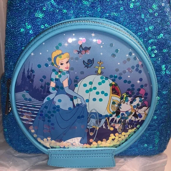 LOUNGEFLY Cinderella Snow Globe Sequin Backpack